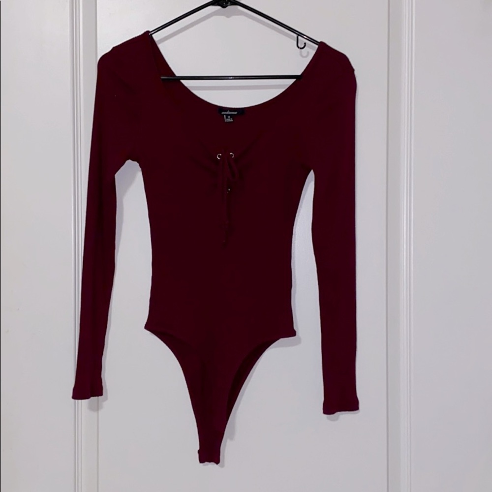 Ribbed Maroon Bodysuit